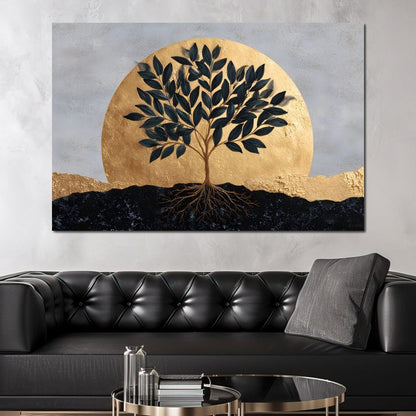 Golden Tree of Tranquility Canvas Wall Art