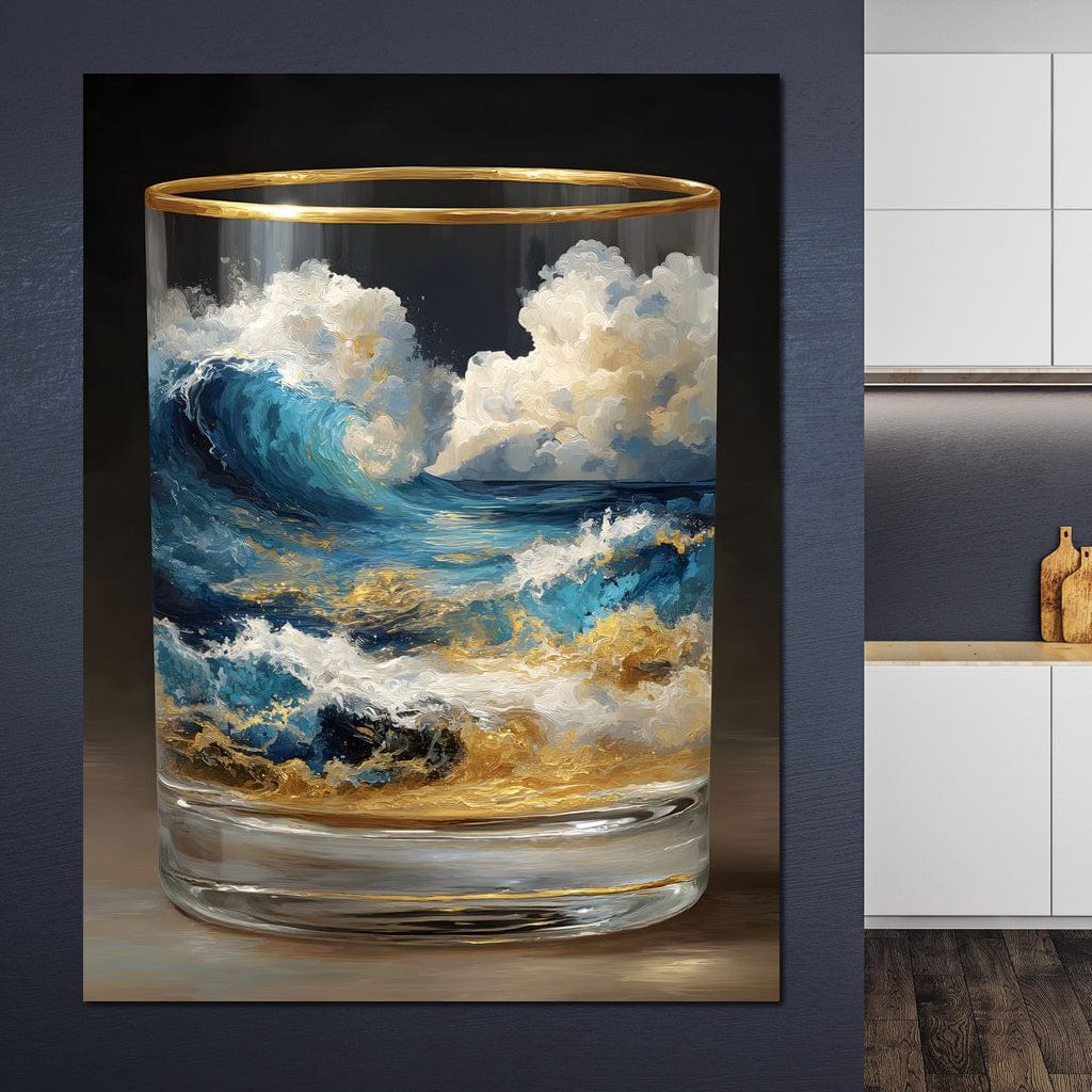 Ocean Storm Tumbler Gold Rim Canvas Wall Art