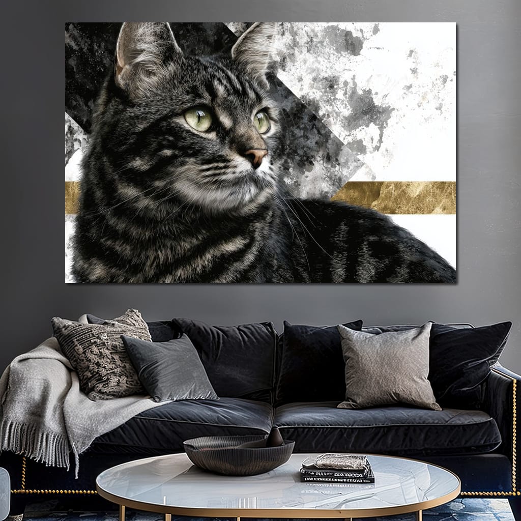 Golden Band Tabby Cat Portrait Canvas Wall Art
