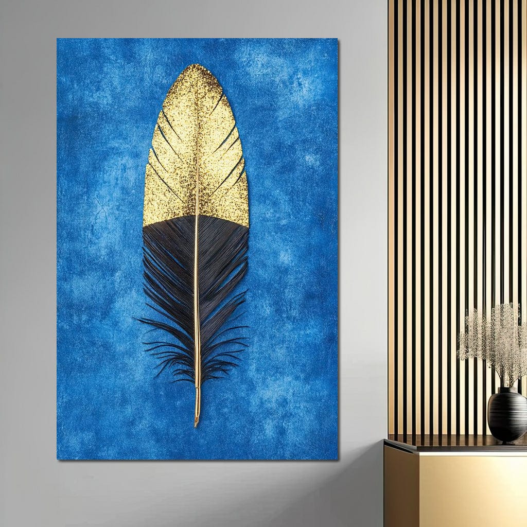 Golden Plume Harmony Canvas Wall Art
