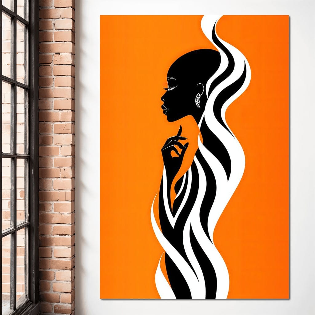 Ebony Flow on Tangerine Dreams Canvas Wall Art