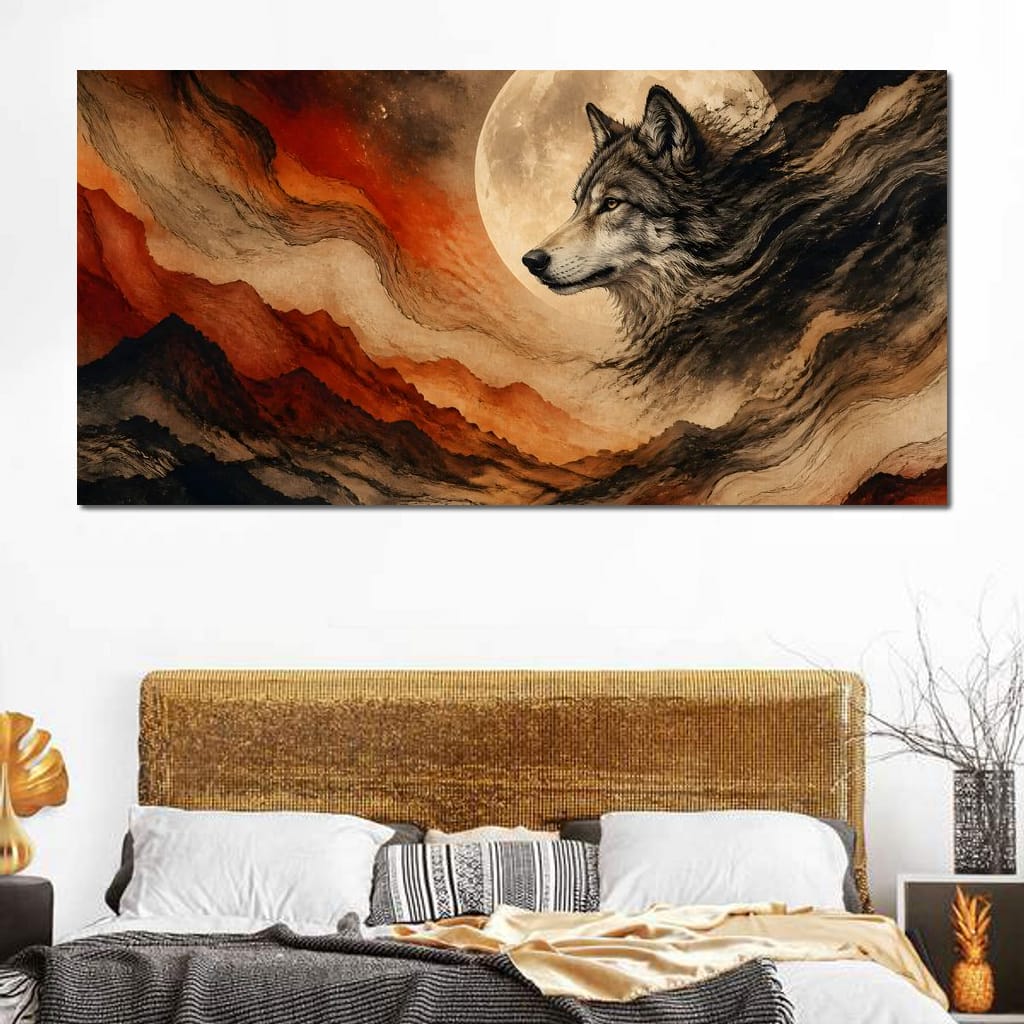Solitary Howl Before Dawn Canvas Wall Art