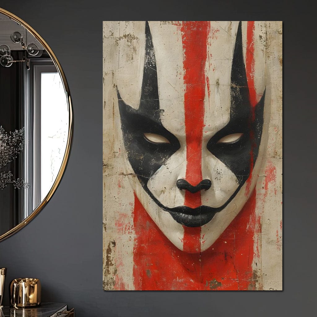 Tribal Mask Red Strike Face Canvas Wall Art