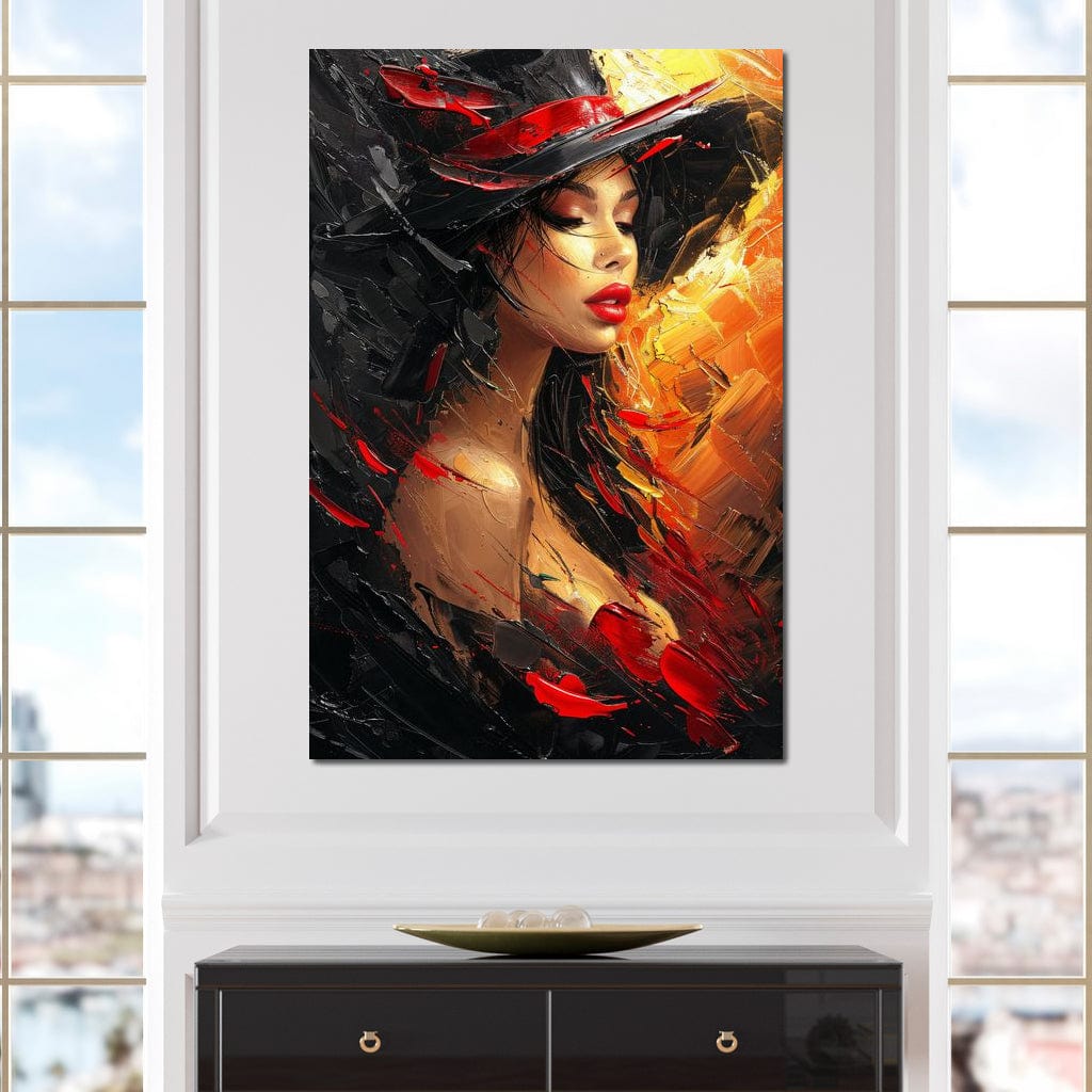Fiery Elegance in Noir Canvas Wall Art