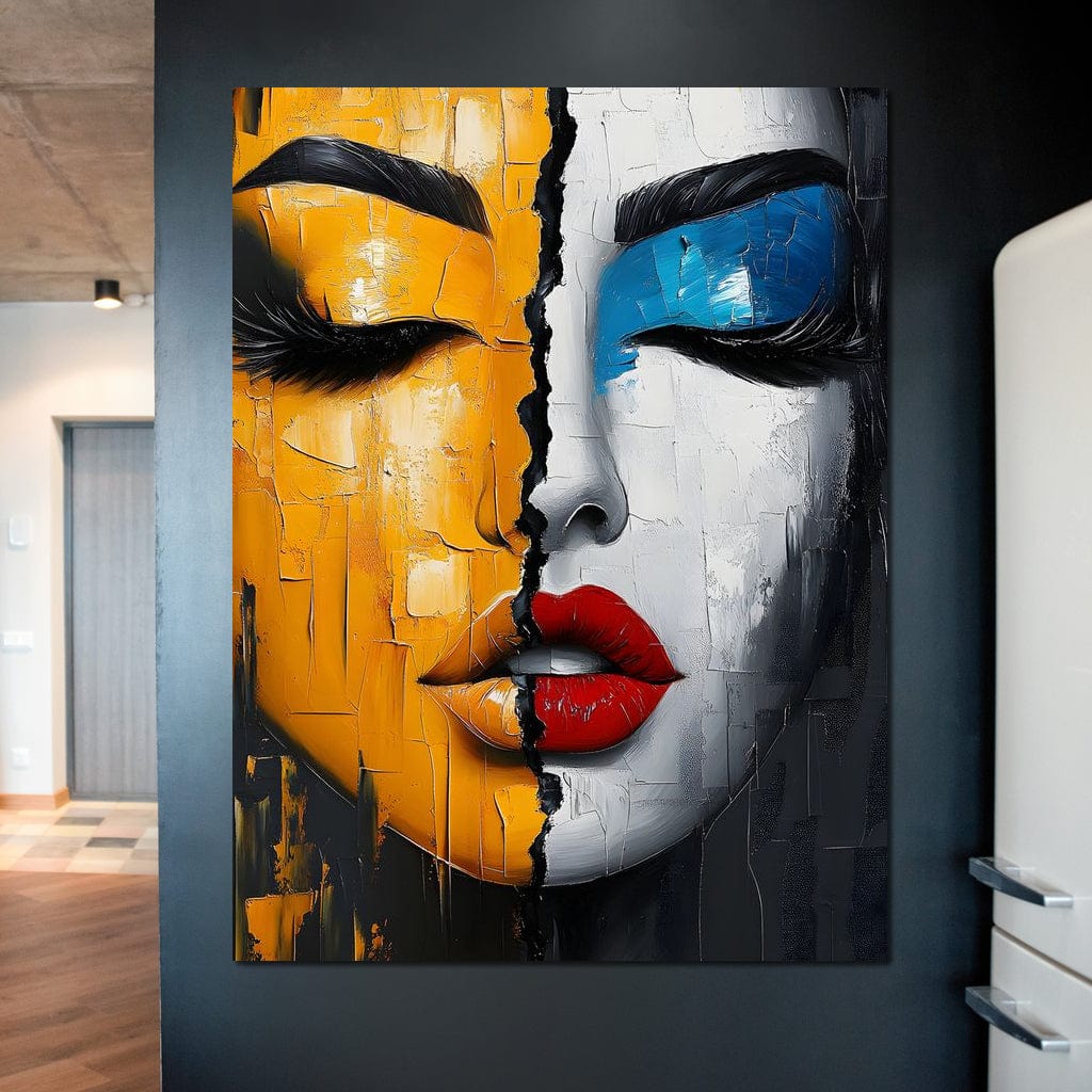 Dual Tones Modern Portrait Face Canvas Wall Art