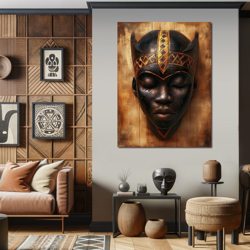 Golden Tribal Sentinel Canvas Wall Art