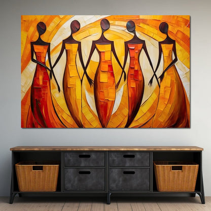 Women in Maroon Harmony Canvas Wall Art