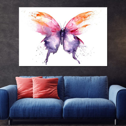 Watercolor Tricolor Butterfly Canvas Wall Art