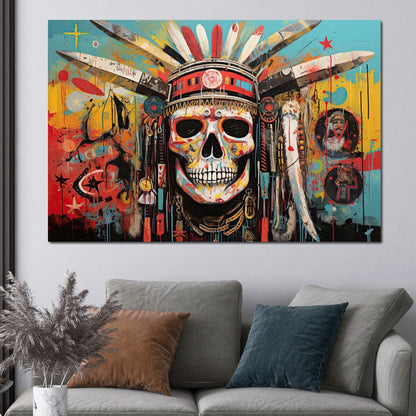 Tribal Echoes in Technicolor Canvas Wall Art