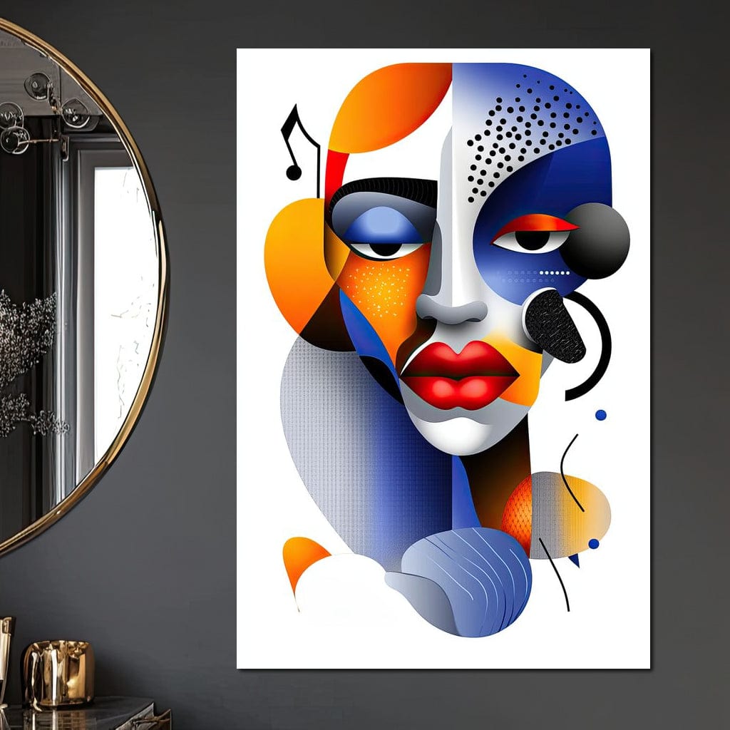 Red Lips and Bold Shapes Canvas Wall Art