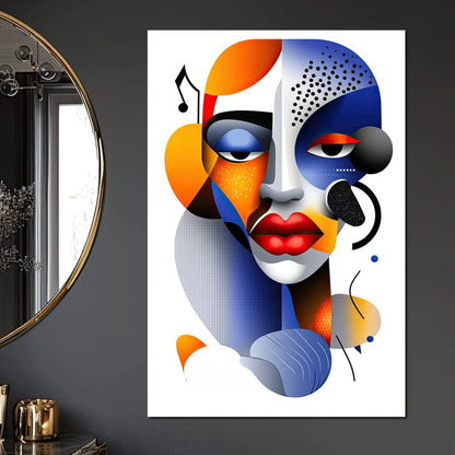 Red Lips and Bold Shapes Canvas Wall Art