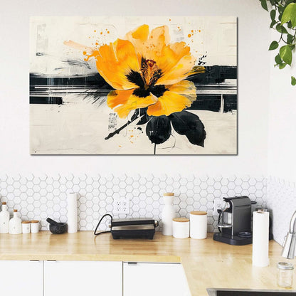 Golden Petal Contrast Canvas Wall Art
