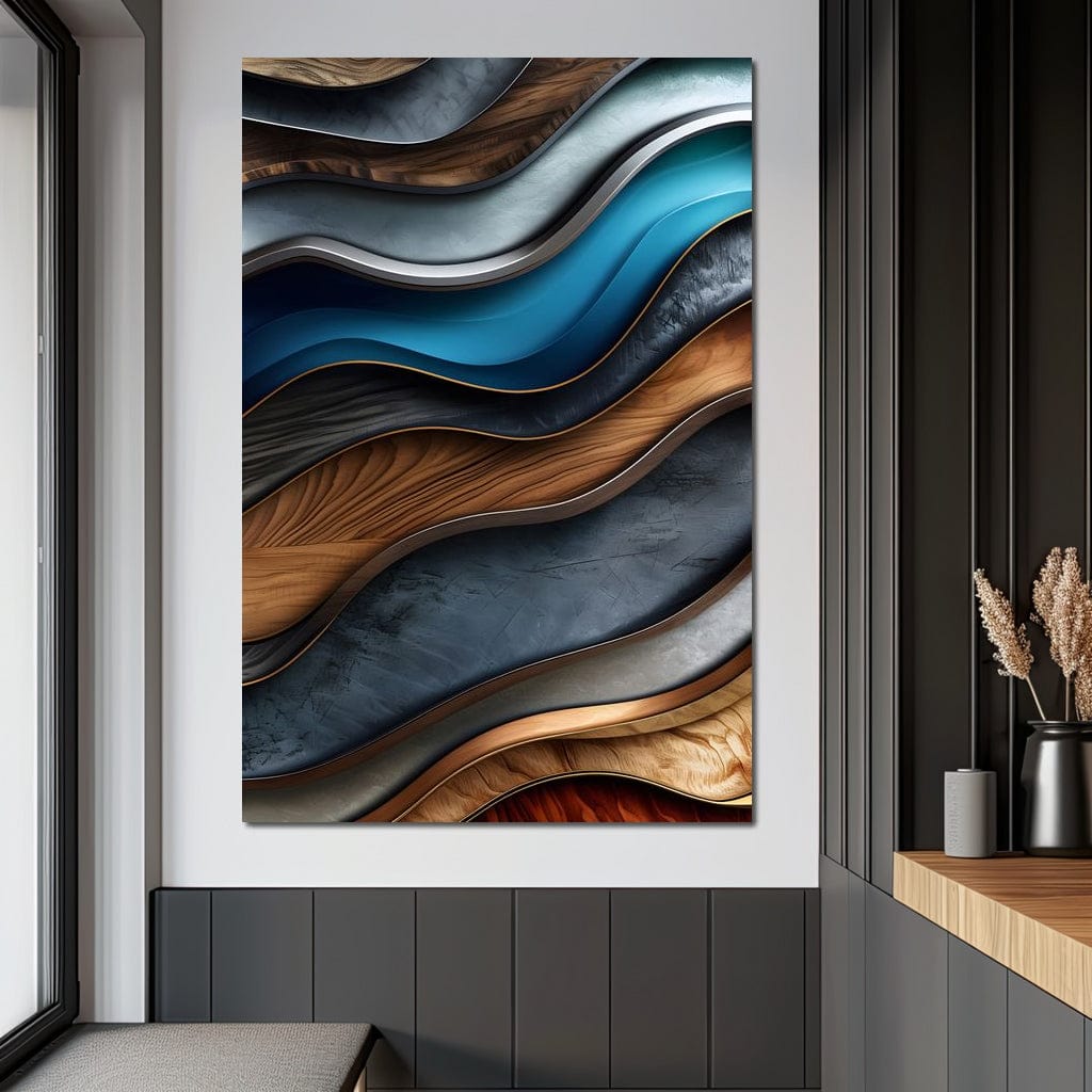 Colorful Wooden Waves 001 Canvas Wall Art