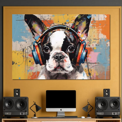 Boston Terrier's Musical Medley Canvas Wall Art