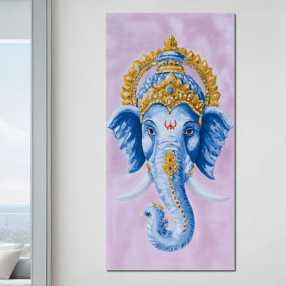 Sacred Blue Ganesha Majesty Canvas Wall Art