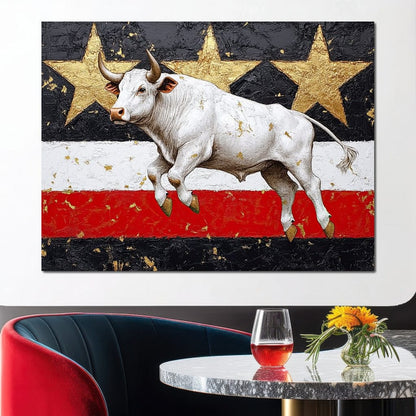 Bull Odyssey Across Stars Canvas Wall Art