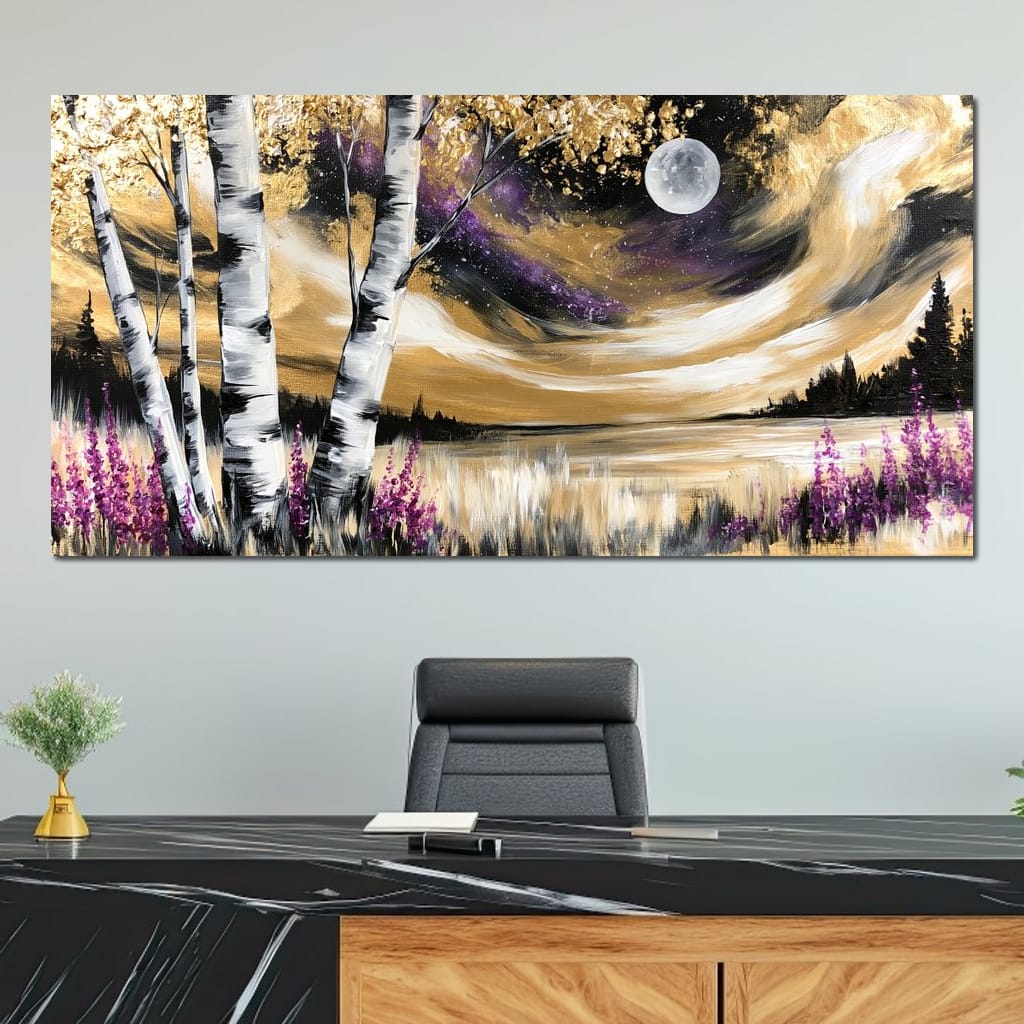 Golden Solstice Over The Purple Wilds Canvas Wall Art