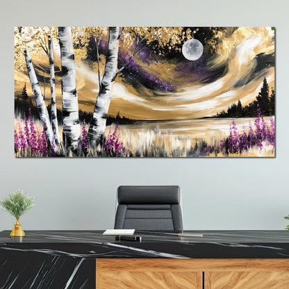 Golden Solstice Over The Purple Wilds Canvas Wall Art
