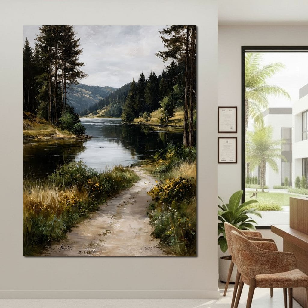 Pine Valley River Pathway Canvas Wall Art