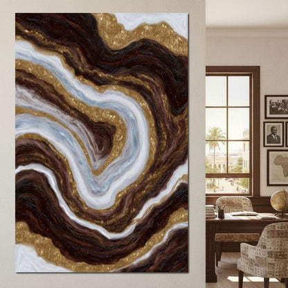 Gilded Marble River Flow Canvas Wall Art