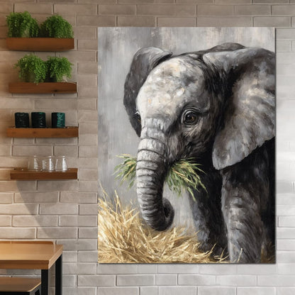 Gentle Giant Elephant Portrait Canvas Wall Art