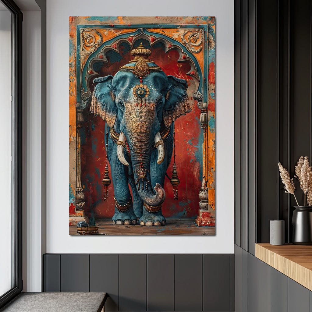 Majestic Sapphire Elephant Canvas Wall Art