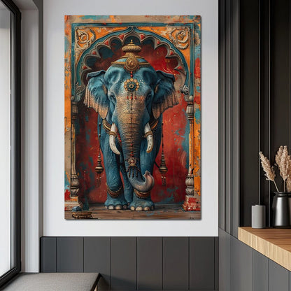 Majestic Sapphire Elephant Canvas Wall Art