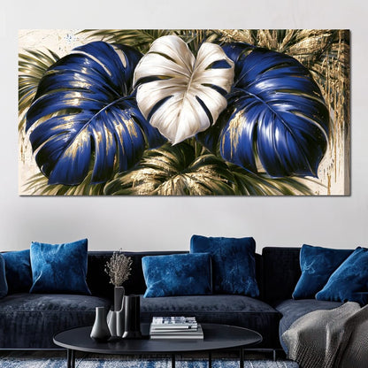 Gilded Foliage Under Midnight Light Canvas Wall Art