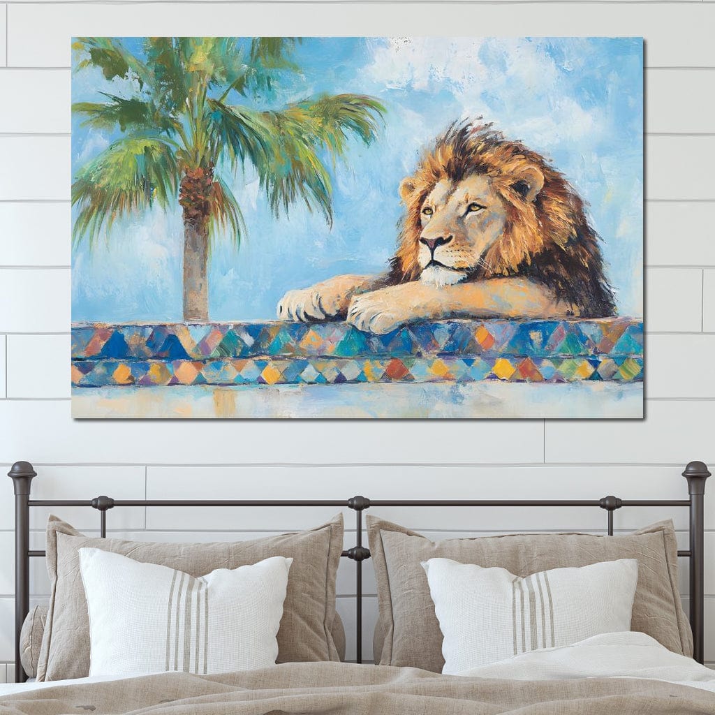Lion Oasis Tranquility Canvas Wall Art