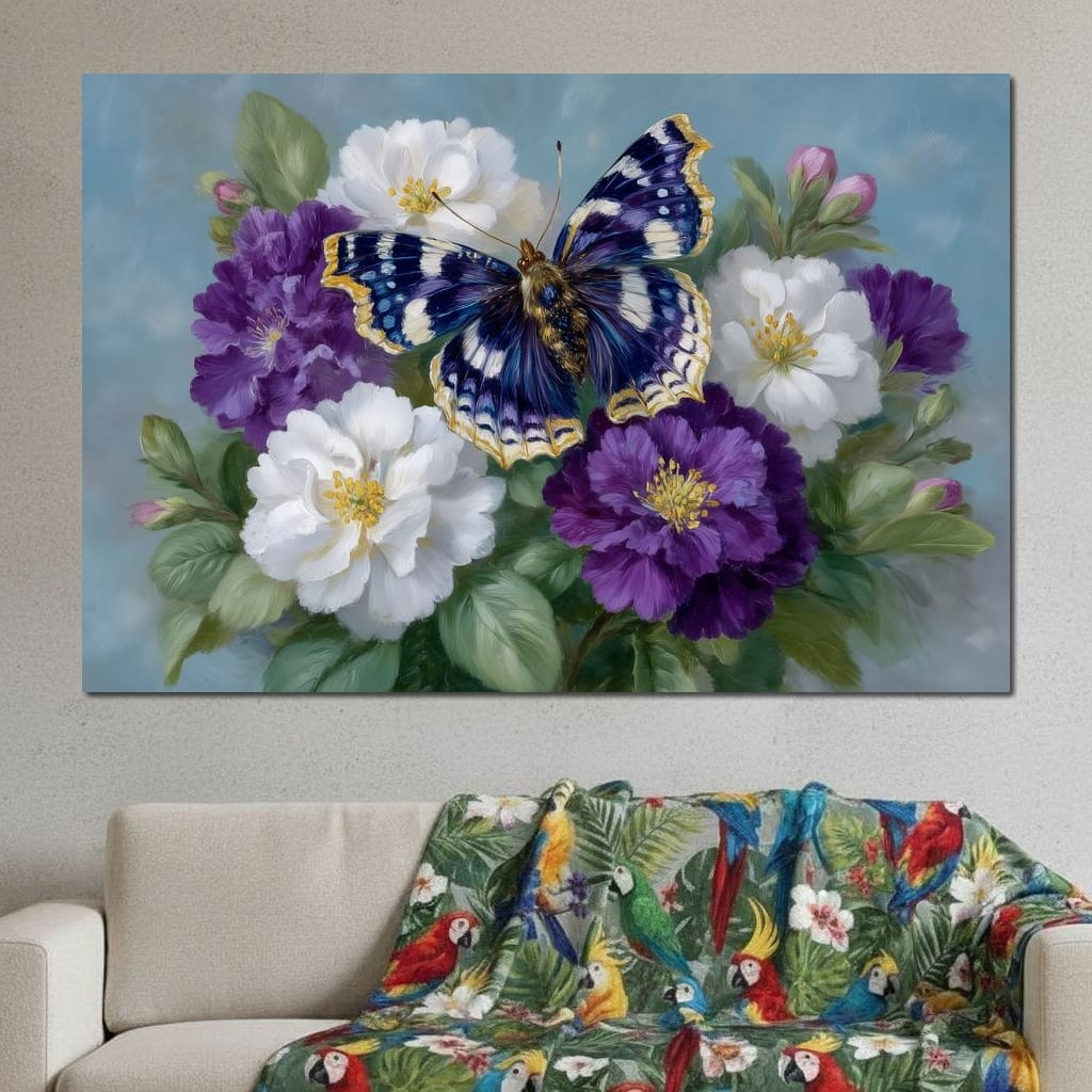 Sapphire Butterfly Bouquet Canvas Wall Art