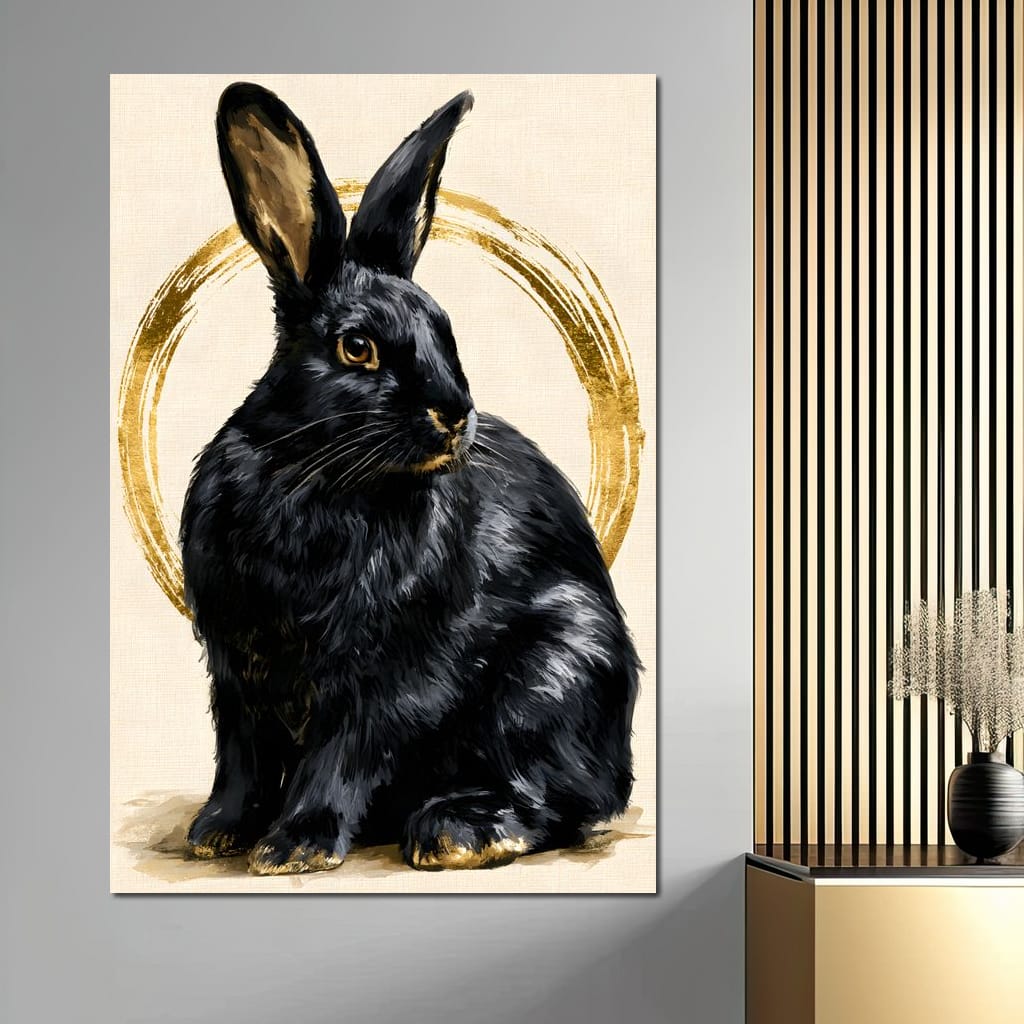 Gilded Hare Watching The Horizon Canvas Wall Art