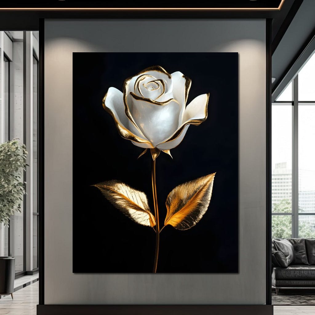 Golden Elegance Blossom Canvas Wall Art