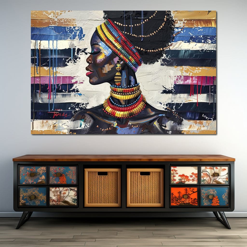 African Elegance in Ochre Gold Canvas Wall Art