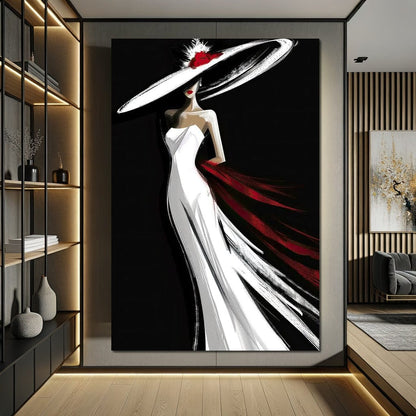 The White Dress - Elegant Silhouette Canvas Wall Art