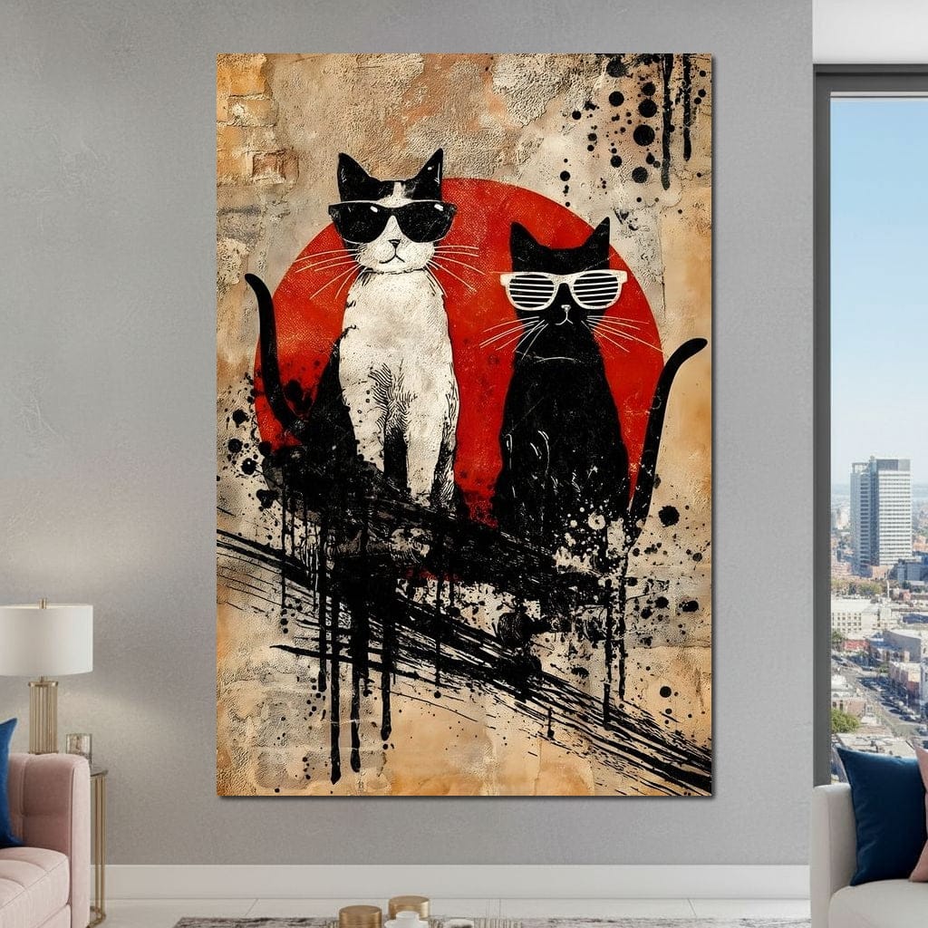 Streetwise Cats With Shades Canvas Wall Art