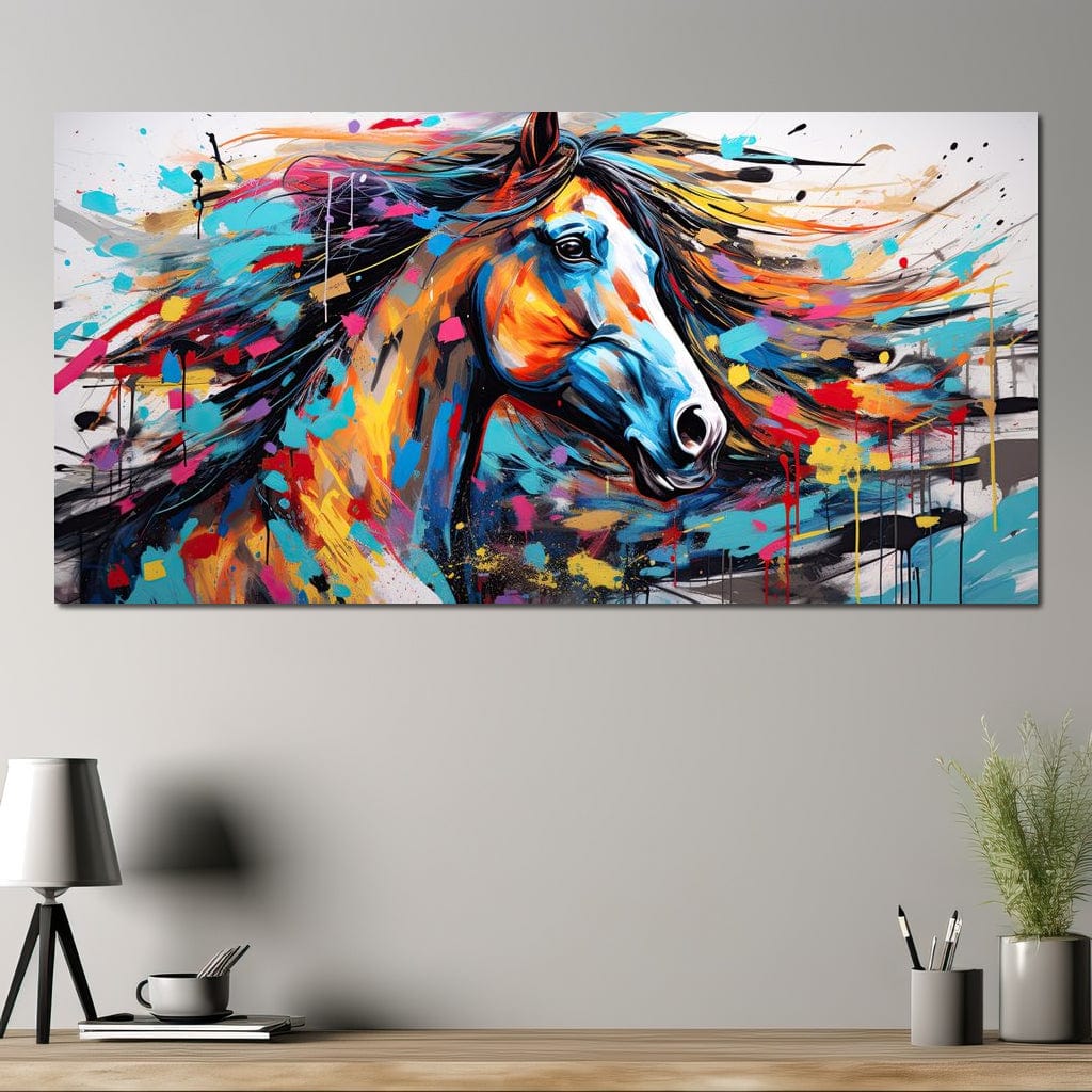 Vibrant Equine Mosaic Canvas Wall Art