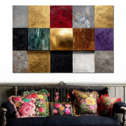 Gilded Mosaic Color Blocks Canvas Wall Art