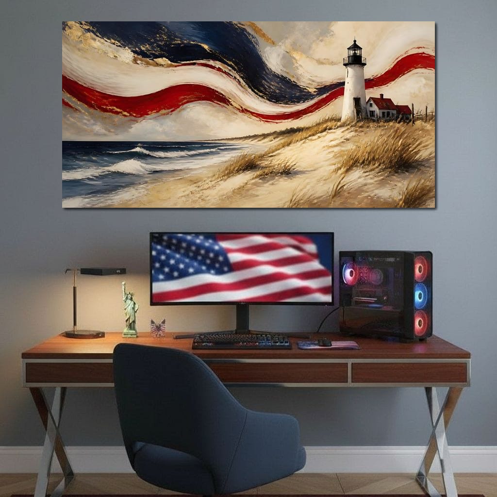 Coastal Beacon Of Freedom Canvas Wall Art