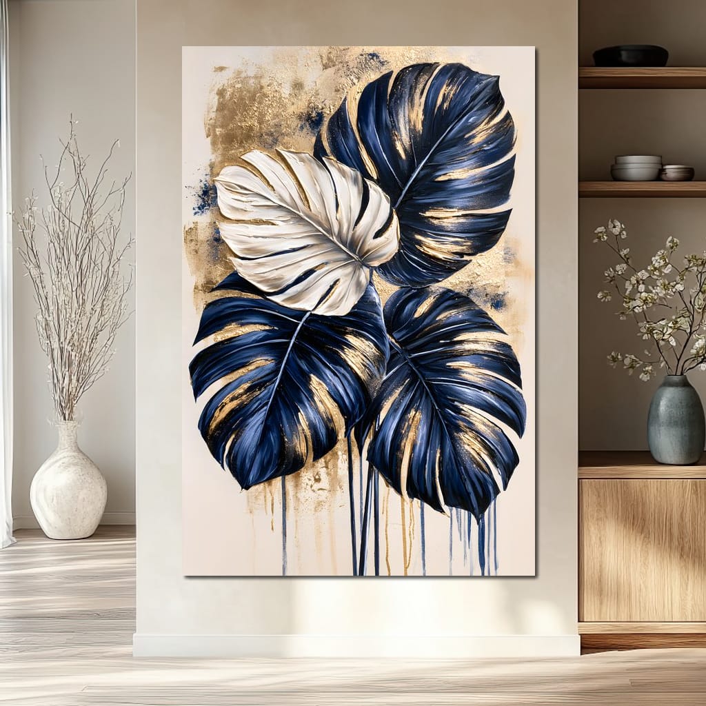 Gilded Foliage Under Midnight Skies Canvas Wall Art