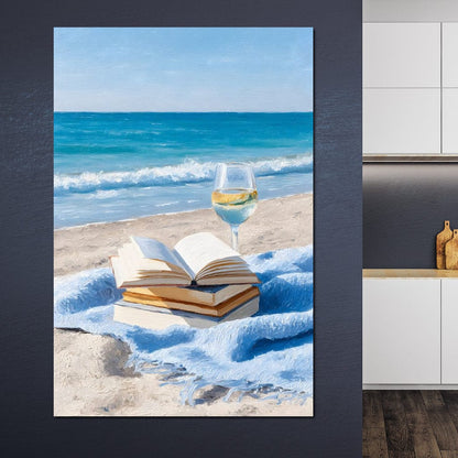 Seaside Pages and Chardonnay Bliss Canvas Wall Art