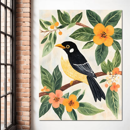 Birdsong Among Blossoms Canvas Wall Art