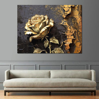 Golden Rose Canvas Wall Art