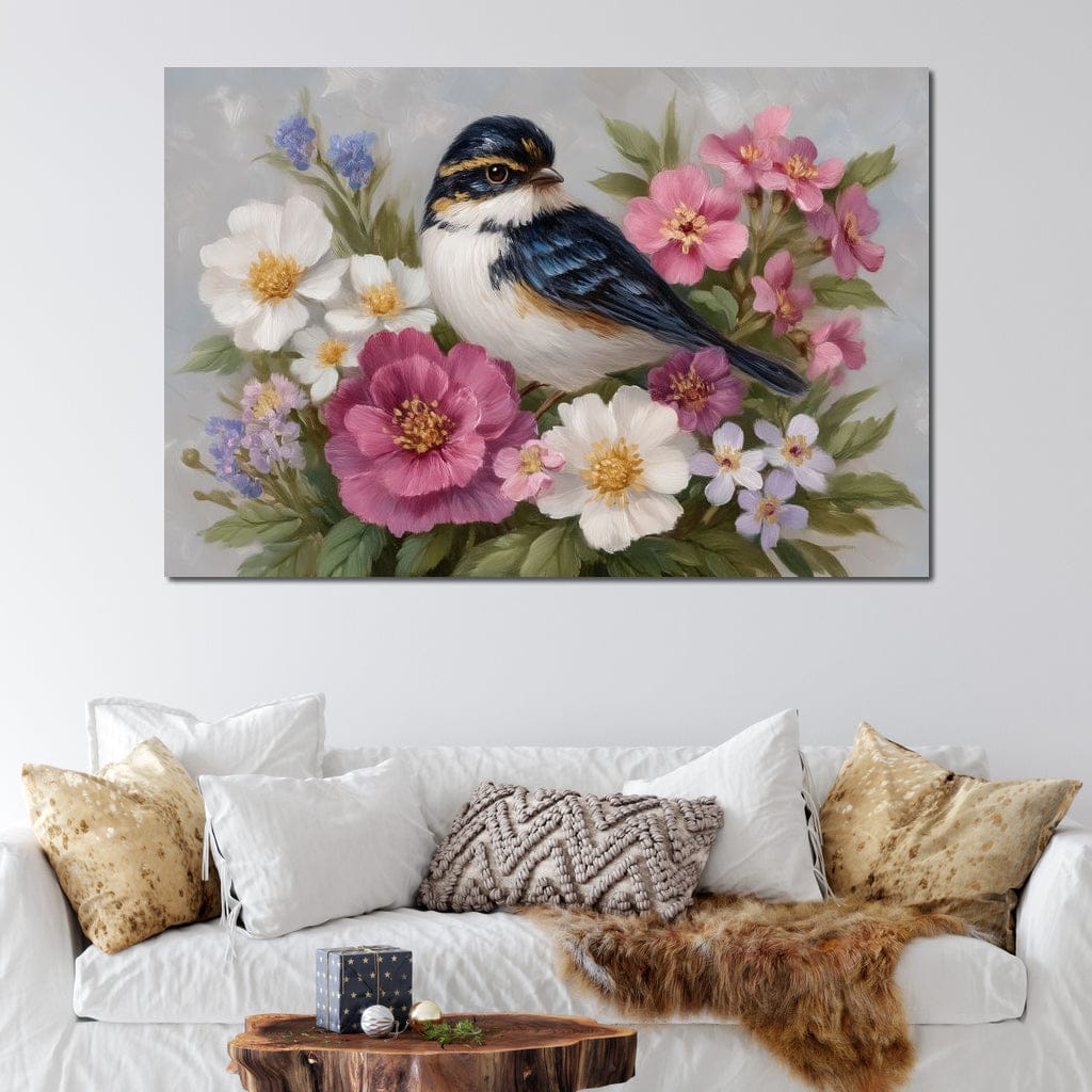 Songbird Garden Bouquet Oil Style Canvas Wall Art
