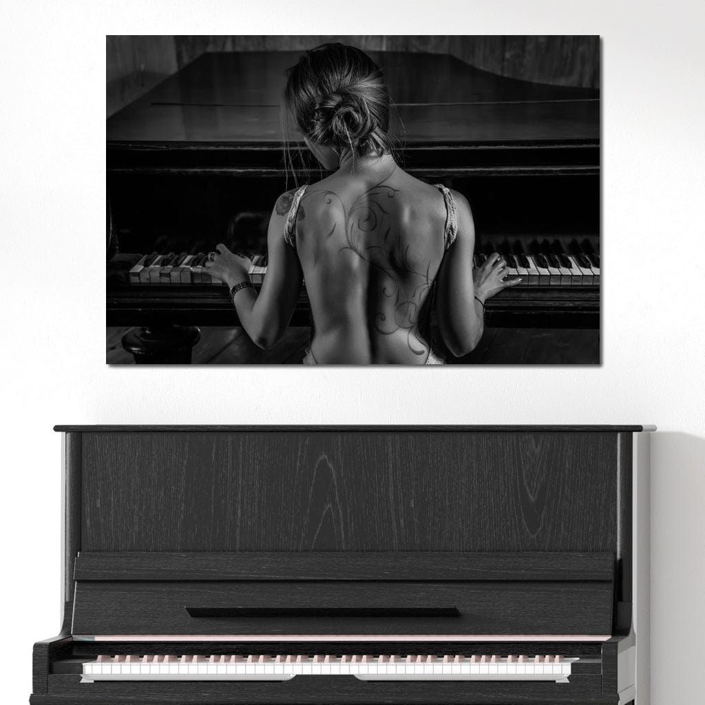 Young Woman Playing Piano Canvas Wall Art