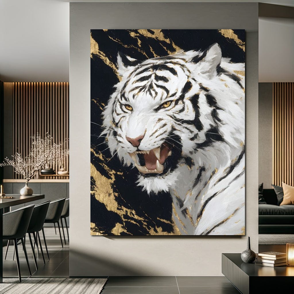 Fierce Aura Golden Roar Canvas Wall Art