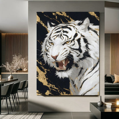 Fierce Aura Golden Roar Canvas Wall Art
