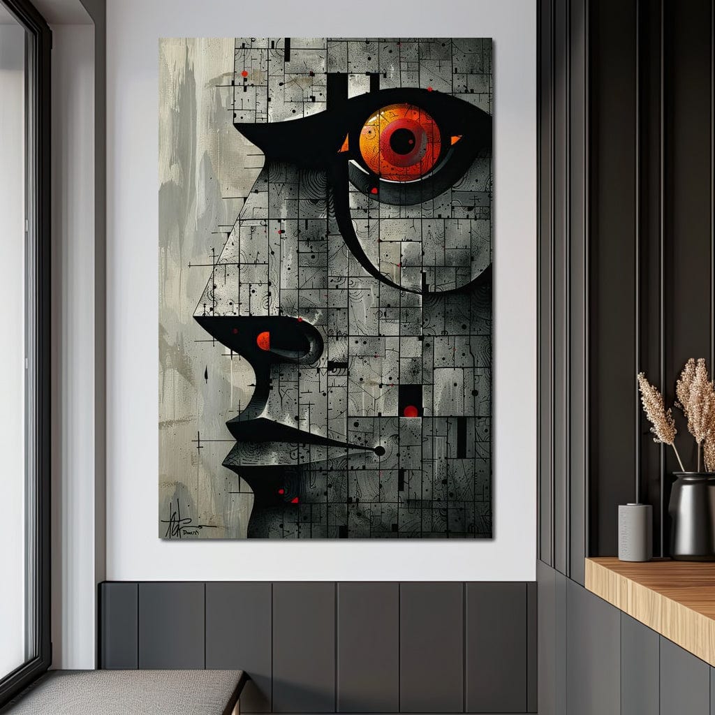 Enigmatic Gaze Fractal Mosaic Canvas Wall Art