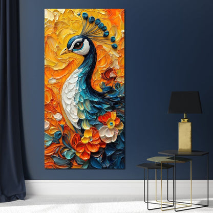 Radiant Peacock Garden Harmony Canvas Wall Art