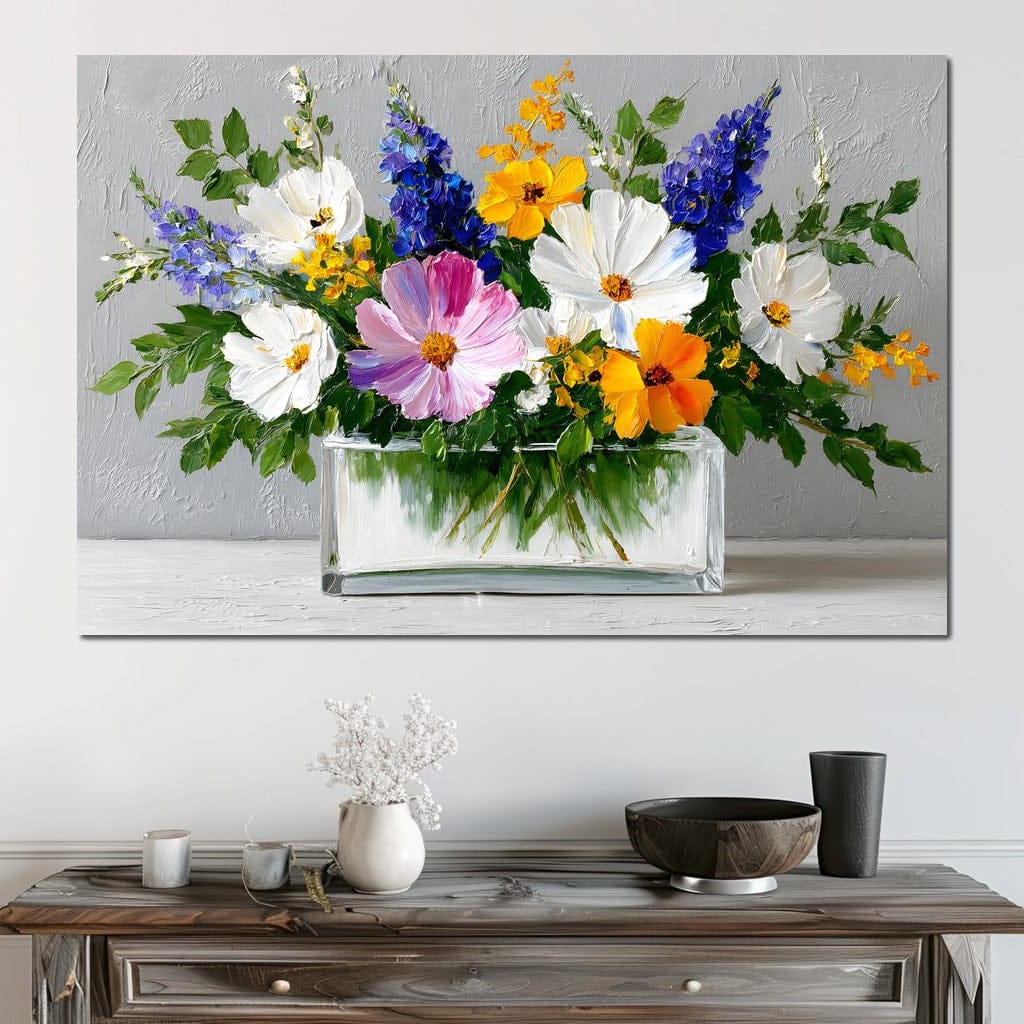 Sunlit Wildflower in Water Canvas Wall Art