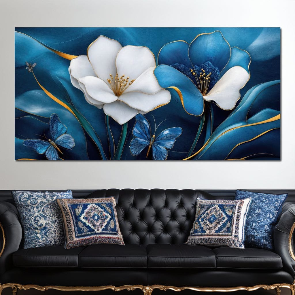 Blue Symphony of Flowers Canvas Wall Art